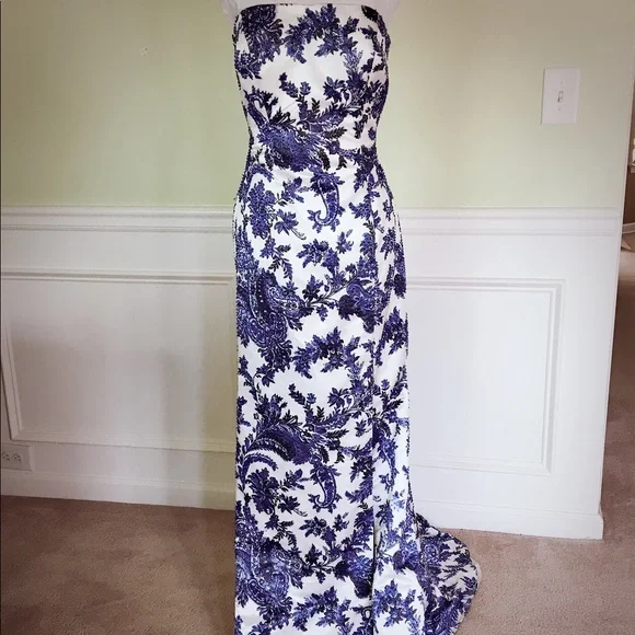 jeovani | Dresses | Gorgeous Jovani Blue And White Maxi Dress 8 | Poshmark